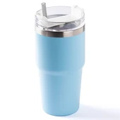 PABLO MAVİ PASLANMAZ ÇELİK PİPETLİ TERMOS BARDAK 600ML - 2