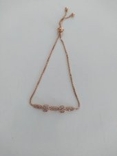 Asansörlü Swaroski Taşlı Çift Kalpli Bileklik Rose Gold Kadın9610 - 1