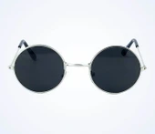 Yuvarlak Cam John Lennon Tarzı Gümüş Çerçeveli Siyah Gözlük thumbnail 2