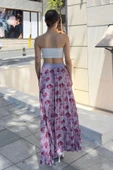 Beli Lastikli Pliseli Etek 6029 Lila/Bordo - 4
