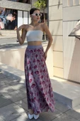 Beli Lastikli Pliseli Etek 6029 Lila/Bordo - 3