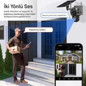 X36 Solar Güvenlik Kamerası Dual Lens 4G Sim Kartlı PTZ Hareketli Gece Görüşlü Güneş Panelli Kamera - 4