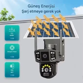 X36 Solar Güvenlik Kamerası Dual Lens 4G Sim Kartlı PTZ Hareketli Gece Görüşlü Güneş Panelli Kamera - 2