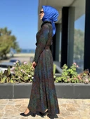Misswhence Jakarlı Desenli İpek Gömlek Elbise 36515 - 7