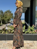 Misswhence Jakarlı Desenli İpek Gömlek Elbise 36515 - 9