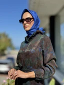 Misswhence Jakarlı Desenli İpek Gömlek Elbise 36515 - 8