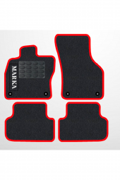 Volkswagen Passat B7 2011-2014 Halı Paspas Seti Küçük Elips Kırmızı kenar Pembe ipli - 1