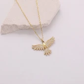 Vaoov 925 Ayar Gümüş Gold Taşlı Anka Kuşu Kolye thumbnail 3