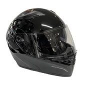 VOX Parlak Siyah Medium Beden Çene Açılır Kask - 1