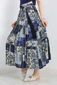 Desenli Viskon Etek Mavisarı - 3