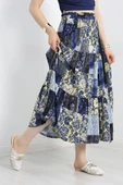 Desenli Viskon Etek Mavisarı - 5