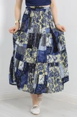 Desenli Viskon Etek Mavisarı - 1