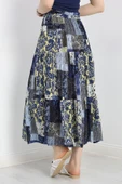 Desenli Viskon Etek Mavisarı - 6