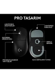 logitech G PRO X SUPERLIGHT 2 DEX LIGHTSPEED HERO 2 32K DPI Sensör PC/Mac için Kablosuz Oyun Mouse'u - Siyah - 8