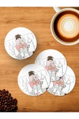 Panorama Ajans Pink Girl Coffee 4'lü Ahşap Bardak Altlığı - 1