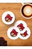 Panorama Ajans . Severlere Cute Sticker Tasarım 4'lü Ahşap Bardak Altlığı - 1