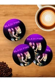 Panorama Ajans Black Pink Blackpink Klip Albüm Neon Kapak Tasarım 4'lü Ahşap Bardak Altlığı - 1