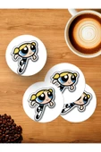 Panorama Ajans Pewerpuff Girls Severlere Blossom Sticker 4'lü Ahşap Bardak Altlığı - 1