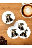 Panorama Ajans Karayip Korsanları Severlere Jack Sparrow Sticker 4'lü Ahşap Bardak Altlığı - 1