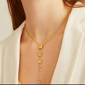 Kelebek kolye Küpe Çelik Takı 354 thumbnail 3