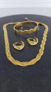 Dalga Gold Çelik Takı Seti 351 - 1