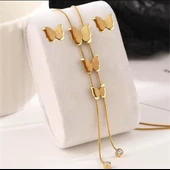 Kelebek kolye Küpe Çelik Takı 354 thumbnail 1