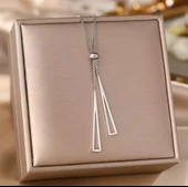 Gümüş Rengi Asansörlü Çelik kolye 060 thumbnail 2