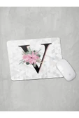 Panorama Ajans V Harfi Baş Harf Pembe Çiçekli Mouse Pad - 1