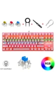 ATAsoft ELEKTRONİK Since 2021 K550 Rgb Pembe K550 Mekanik Gaming Oyuncu Klavyesi - 1