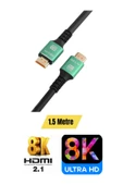 ATAsoft ELEKTRONİK Since 2021 Ultra HDTV 8K Yüksek Hızlı HDMI Kablosu 8K 60Hz, 4K 120Hz, 7680P HDR 2.1V 48GBS thumbnail 1