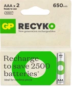 GP AAA 650 mAh Şarjlı İnce Kalem Pil 2'li Paket GP65AAAHCHP-BU2 - 1