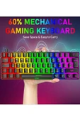 ATAsoft ELEKTRONİK Since 2021 T60 Kırmızı Switch Mekanik Siyah Rgb Klavye Kablolu Gaming Oyuncu Klavyesi T60 Mini Q Klavye Uyumlu - 5