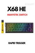ATAsoft ELEKTRONİK Since 2021 Attack Shark X68HE Rapid Trigger 0.125ms Manyatik Switch RGB App Uygulamalı Gaming Oyuncu Klavye - 1