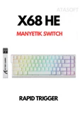 ATAsoft ELEKTRONİK Since 2021 Attack Shark X68HE Rapid Trigger 0.125ms Manyatik Switch RGB App Uygulamalı Gaming Oyuncu Klavye - 1