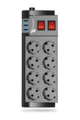 starnewstore Kmx Metre Usb Li Termal Akım Korumalı 8'li Priz 3 X Usb Uzatma Kablosu Starjyx 803371 - 1