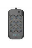 Mi7a Fulltech Termal Akım Korumalı, Çocuk Korumalı, 6'lı 2 Mt Uzatma Kablosu 6 X Priz, 3 X Usb - 3
