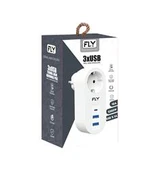 FLY-3400-01 Akım Korumalı.1 li Priz 2-Usba 1-C Soket 2.1A 10A 2500W - 2