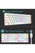 ATAsoft T60 Beyaz Mavi Switch Klavye Kablolu Gaming Driverli Oyuncu Klavyesi T60 Mini Q Klavye - 4