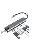 ATAsoft ELEKTRONİK Since 2021 Macbook Pro Air Usb Type-c Hub Dönüştürücü Çevirici Çoklayıcı Usb Hdmı Micro Sd 8 Girişli Çevirici - 1