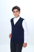 Toontoy Erkek Çocuk V Yaka Düğmeli Triko Okul Yeleği - 2