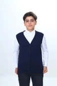 Toontoy Erkek Çocuk V Yaka Düğmeli Triko Okul Yeleği - 5