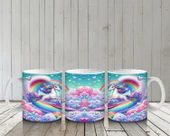 Çocuklara Sütü Sevdiren Bulutlar Arasında Dans Eden Unicornlar Kupa Bardak - 6