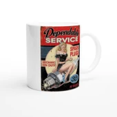 Pin-Up Bujili Retro Garaj Temalı Kupa Bardak thumbnail 2