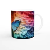 Gökkuşağı Dokusunda Parlayan Mavi Kelebek Baskılı Kupa Bardak thumbnail 3