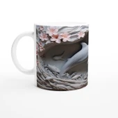 Mercan Çiçekleri Arasında Yüzen Yunus Temalı Kupa Bardak thumbnail 2