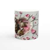 Pembe Kalpler Arasında Yürüyen Kaplumbağa Ailesi Temalı Baskılı Kupa Bardak thumbnail 2