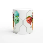 Neşeli Dondurma ve Balonlar Temalı Çocuklara Özel Baskılı Kupa Bardak thumbnail 2