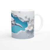 Neşeli Yunus ve Beyaz Çiçekler Su Altı Temalı Kupa Bardak thumbnail 3