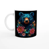 Gece Bahçesi Ayı Temalı Çiçekli Sanatsal Kupa Bardak thumbnail 1