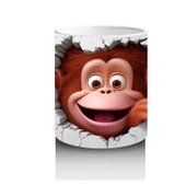 Çocuklara Sütü Sevdiren Kalp Çatlağından Bakan Şirin Maymun Kupa Bardak - 3